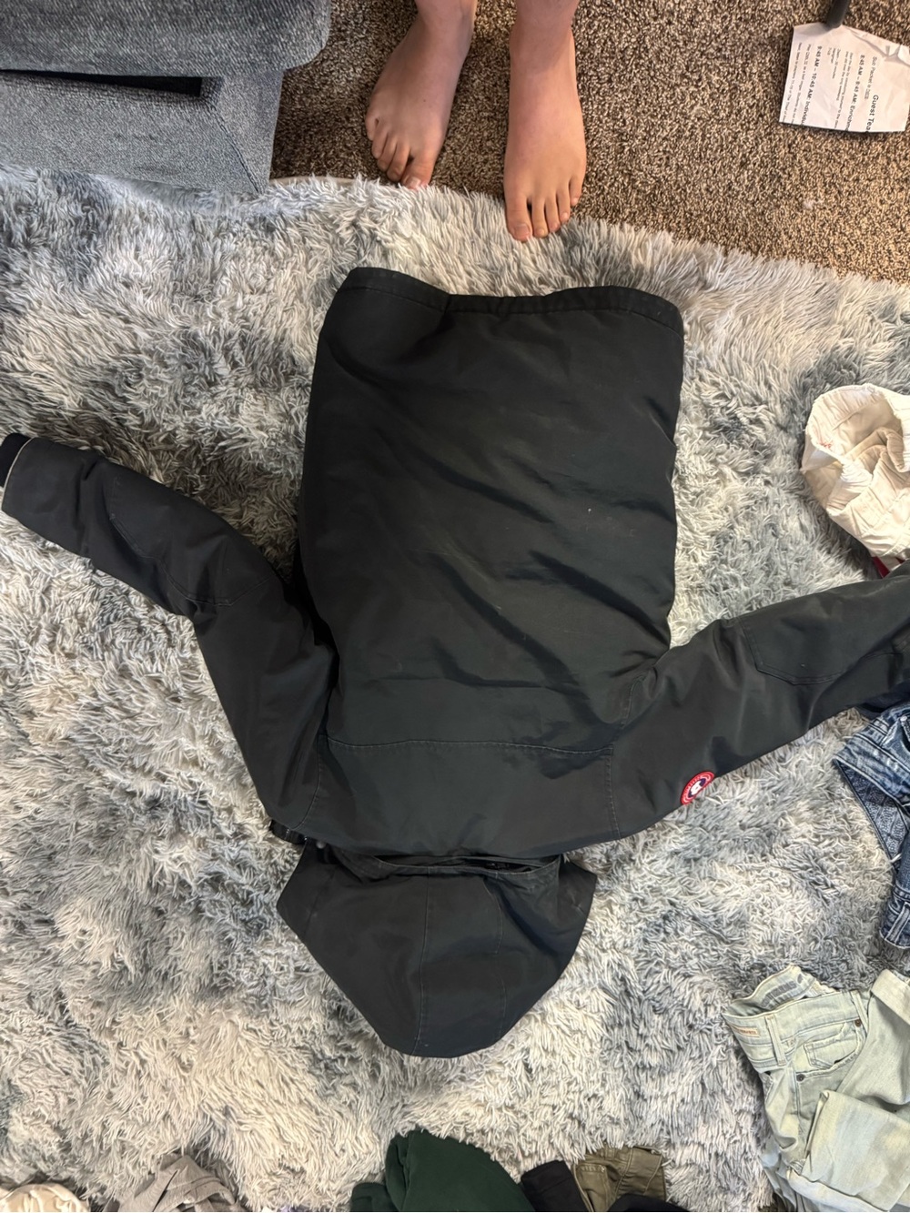 Canada Goose Black Hooded Down Parka with Logo Patch - Picture 4 of 4